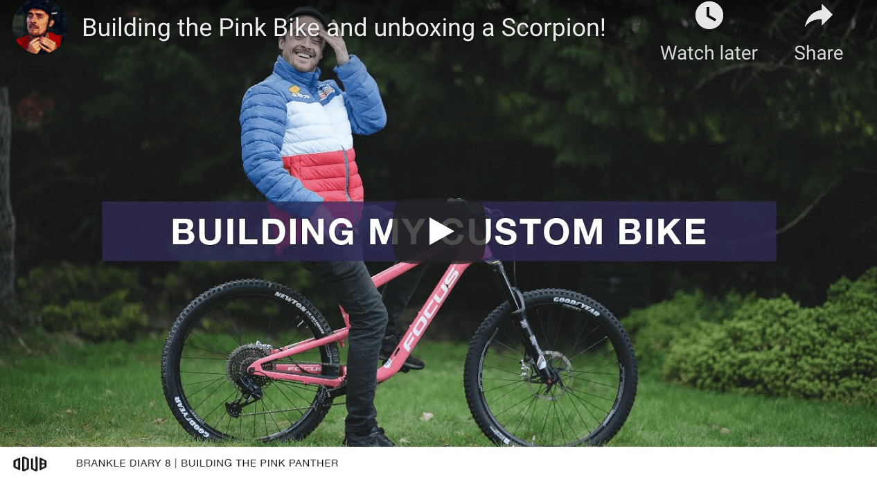 Olly Wilkins on a Pink Bike