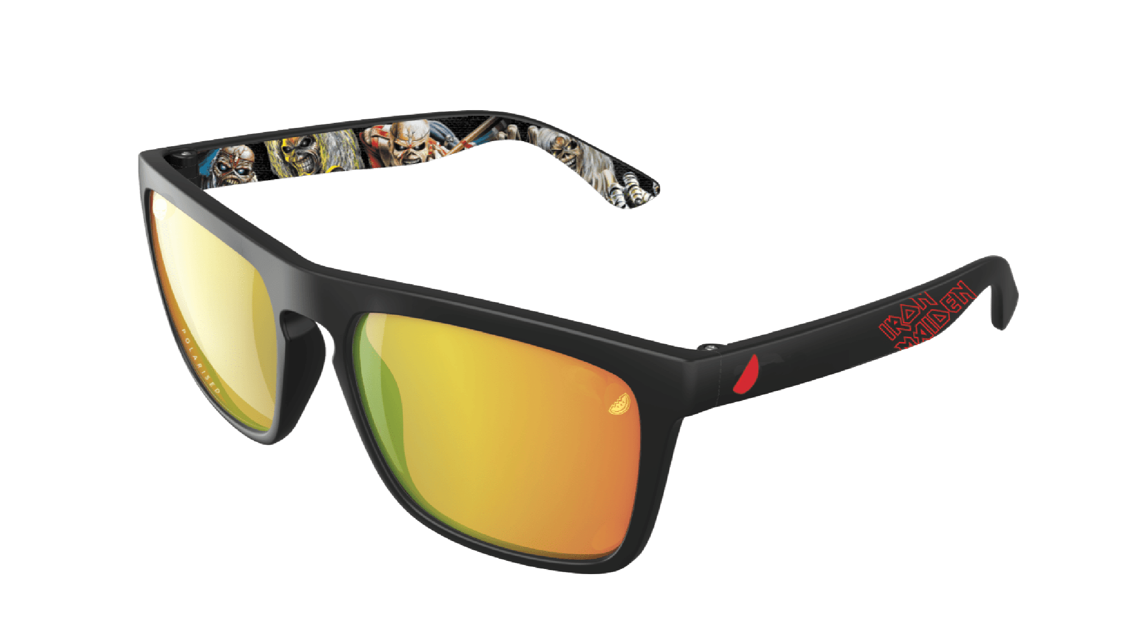 Arcade Sunglasses polarised Iron-Maiden Black Eddies Red-Chrome Side View