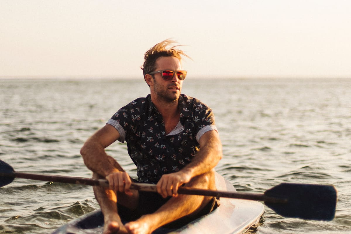Canoeing in the Gili Islands in the Melon Layback Sunglasses