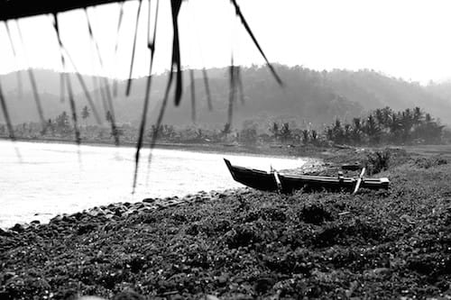 Boats on the beach in Java