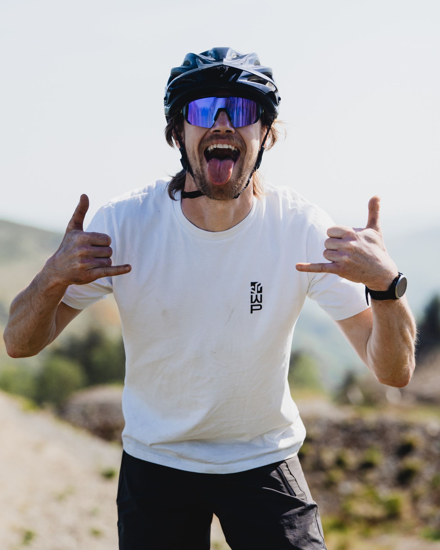 Rider wearing Melon Alleycat sunglasses